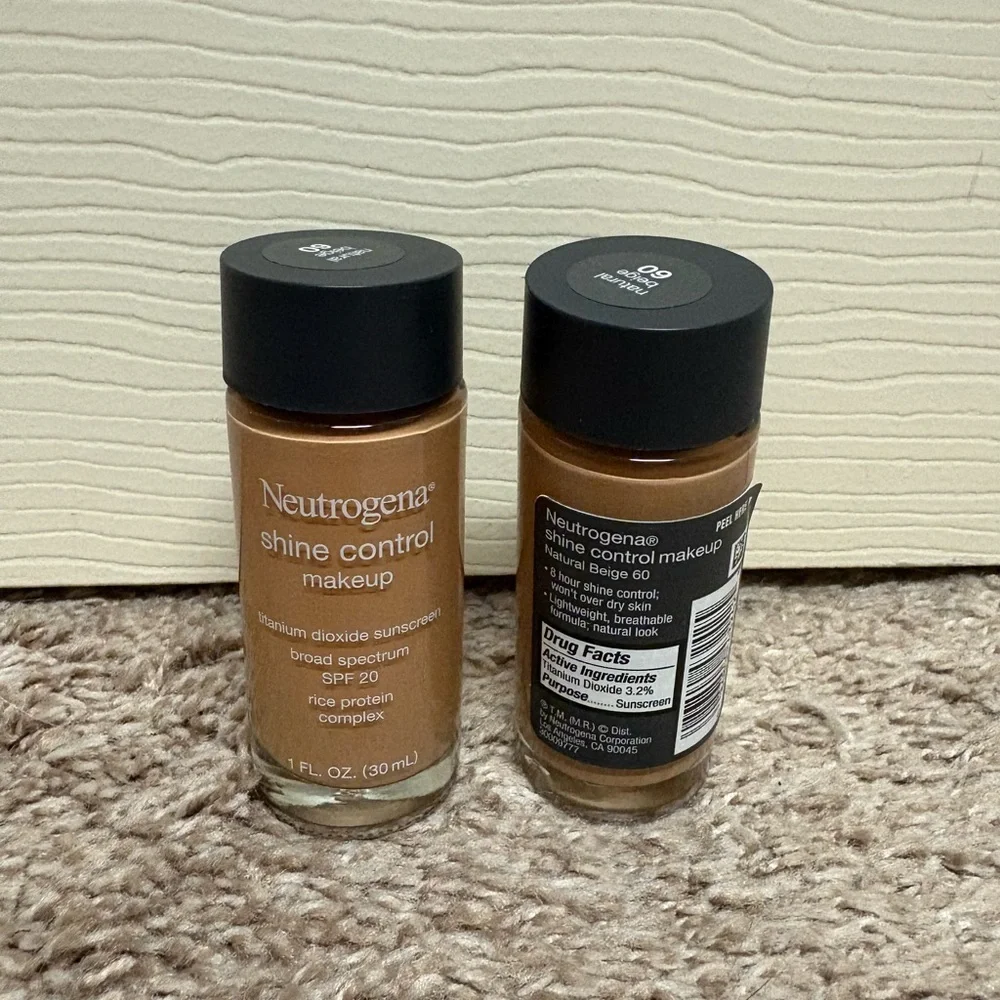 Neutrogena Shine Control Liquid Makeup SPF 20 Natural Beige 60 1 Oz 2 pack NEW